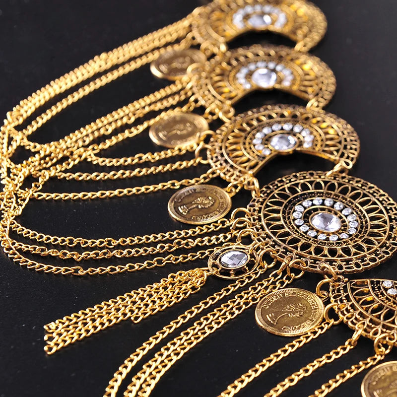 Medallion Chain Belt | Rhinestone Coin Hip Belt | Belly Dance