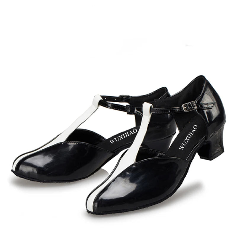 Leather Latin Dance Heels | T-Strap Ballroom | 5–7cm
