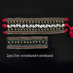 Tribal Belly Dance Arm & Wrist Set | Bronze Beads & Conch