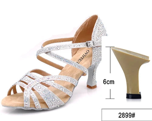 Latin Rhinestone Dance Heels | Ballroom Salsa | 6–10cm