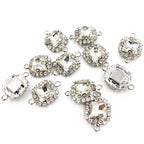 Clear White Square Sew-On Rhinestones — Glass Crystal Flatback (10pcs)