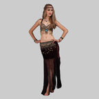 Tribal Belly Dance Costume Set - Coin Bra & Hip Scarf with Masquerade Emblem