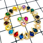 Champagne Teardrop Sew-On Rhinestones — Gold Base Glass Crystal (10pcs)