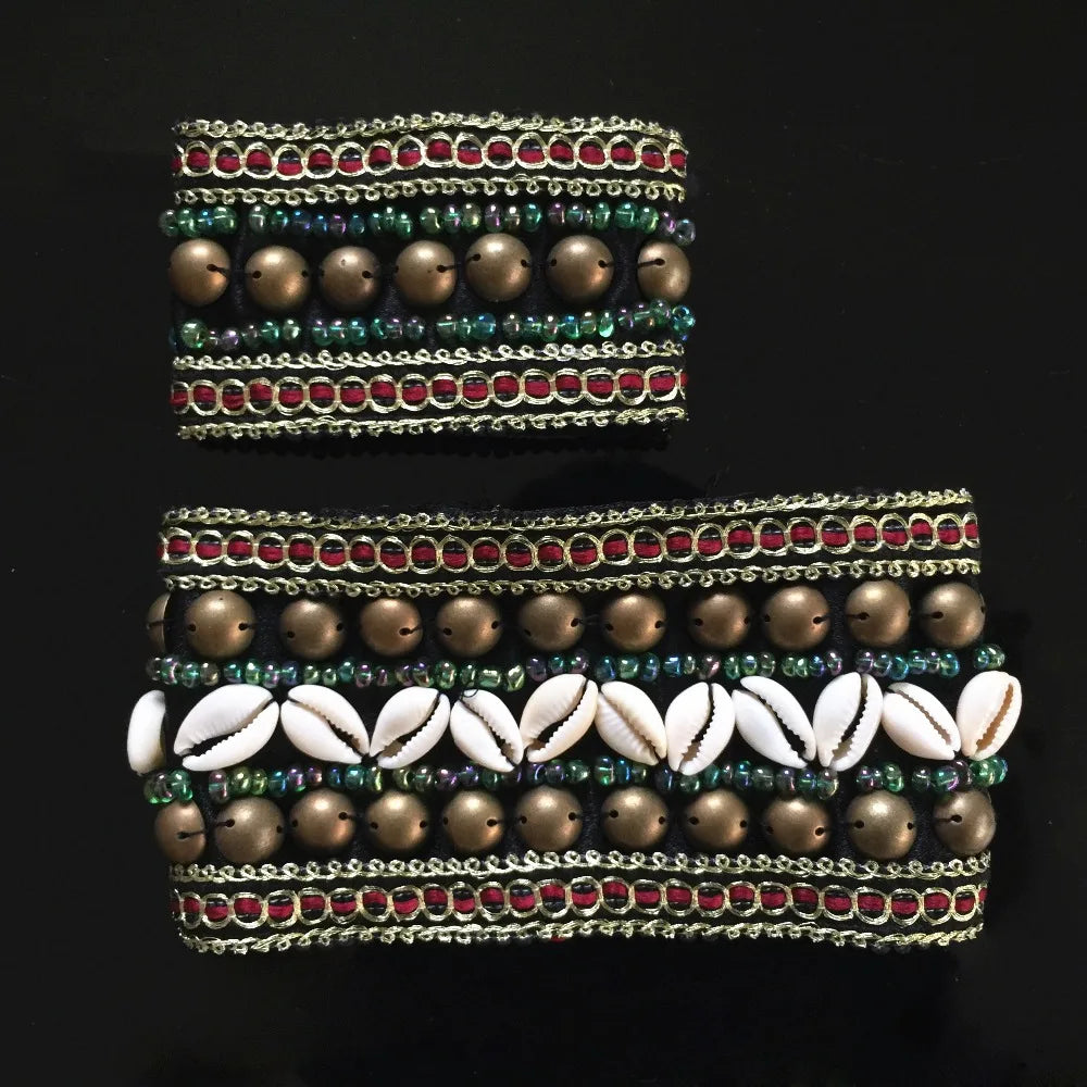 Tribal Belly Dance Arm & Wrist Set | Bronze Beads & Conch