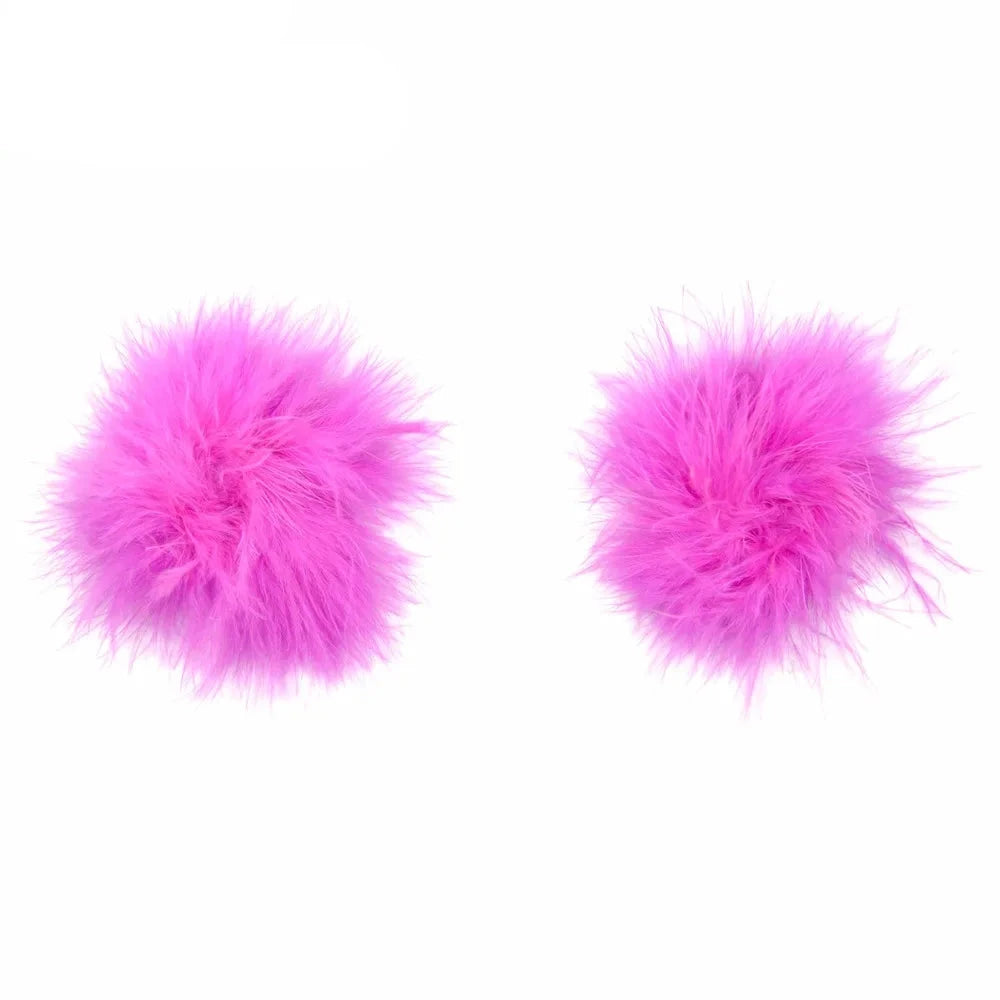 Faux Feather Pom-Pom Pasties | Fluffy Nipple Covers