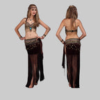 Tribal Belly Dance Costume Set - Coin Bra & Hip Scarf with Masquerade Emblem