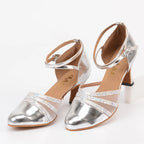 Closed-Toe Latin Dance Heels | Metallic Ballroom Shoes