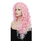 Pink Ombre Lace Front Wig | Long Curly Synthetic | 26 Inches