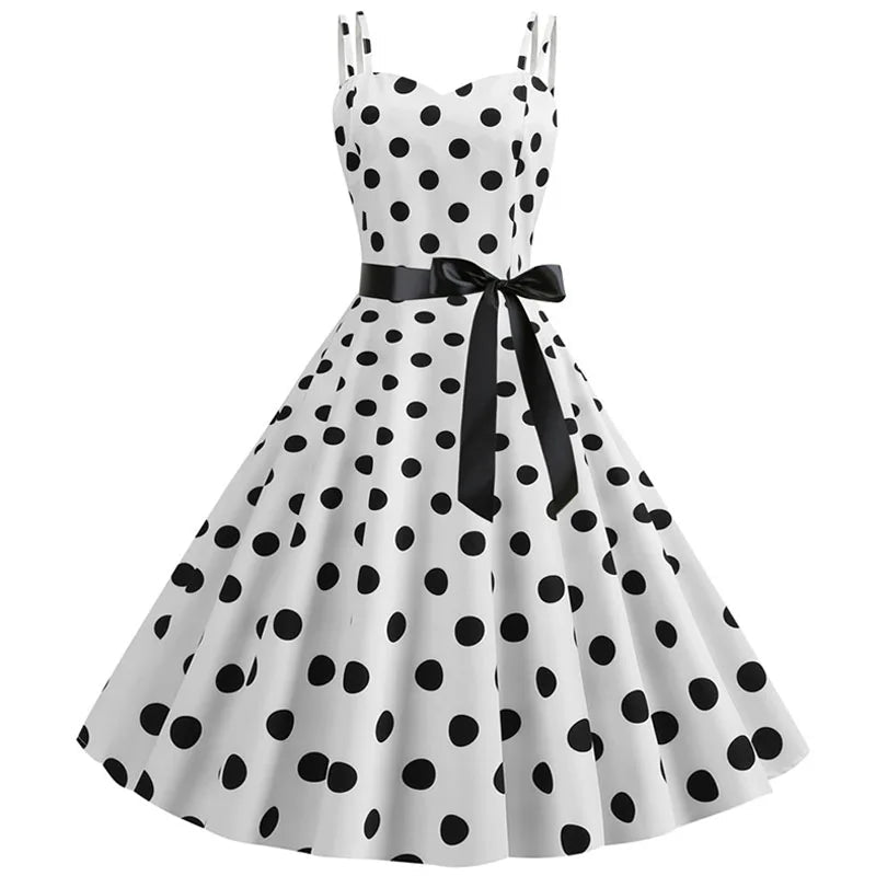 Polka Dot Swing Dress | 1950s Spaghetti Strap | 8 Colors