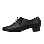 Leather Latin Dance Shoes | Closed Toe | Lace-Up Heel