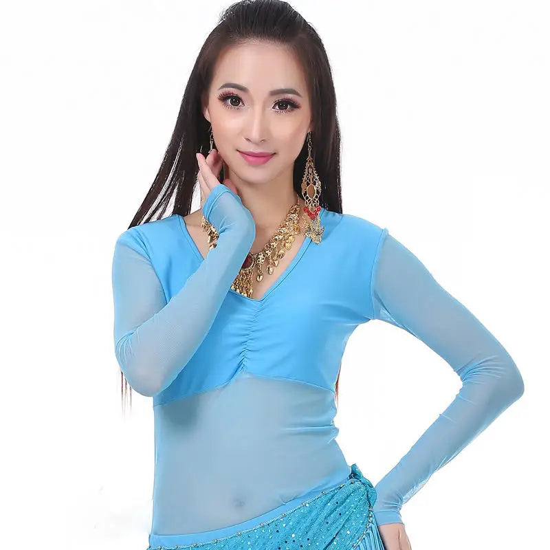 Mesh Dance Top | V-Neck | Long Sleeve