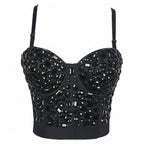 Gem Rhinestone Bustier | Gothic Corset Top | Black & Silver