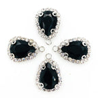 Black Teardrop Sew-On Rhinestones — Glass Crystal Flatback (10pcs)