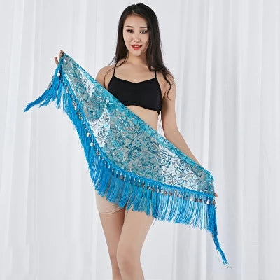 Belly Dance Triangle Hip Scarf | Coin & Sequin Fringe Belt