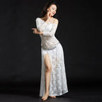 Floral Lace Belly Dance Dress | Off-Shoulder | Side Slit