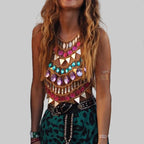 Crystal Halter Crop Top - Gem Embellished Festival Tank Top