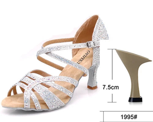 Latin Rhinestone Dance Heels | Ballroom Salsa | 6–10cm