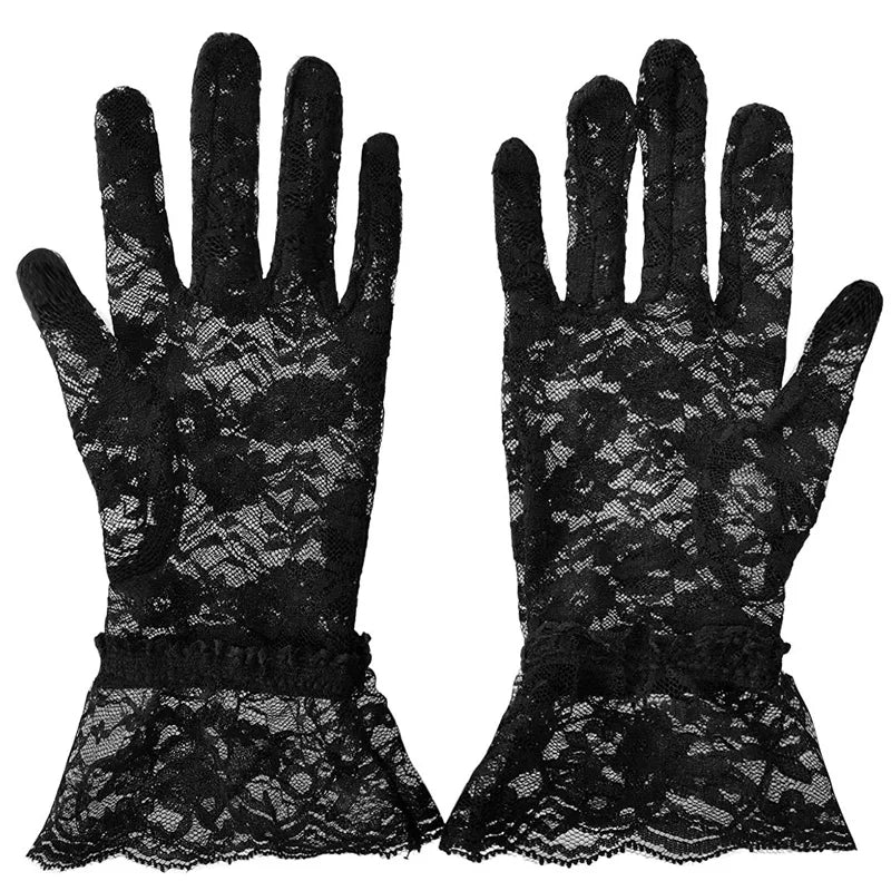 Sheer Lace Wrist Gloves | Floral | 2 Lengths | 10+ Colors