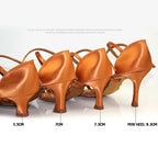 Professional Customizable Latin Ballroom Dance Shoes - Silk Satin Strap Heels