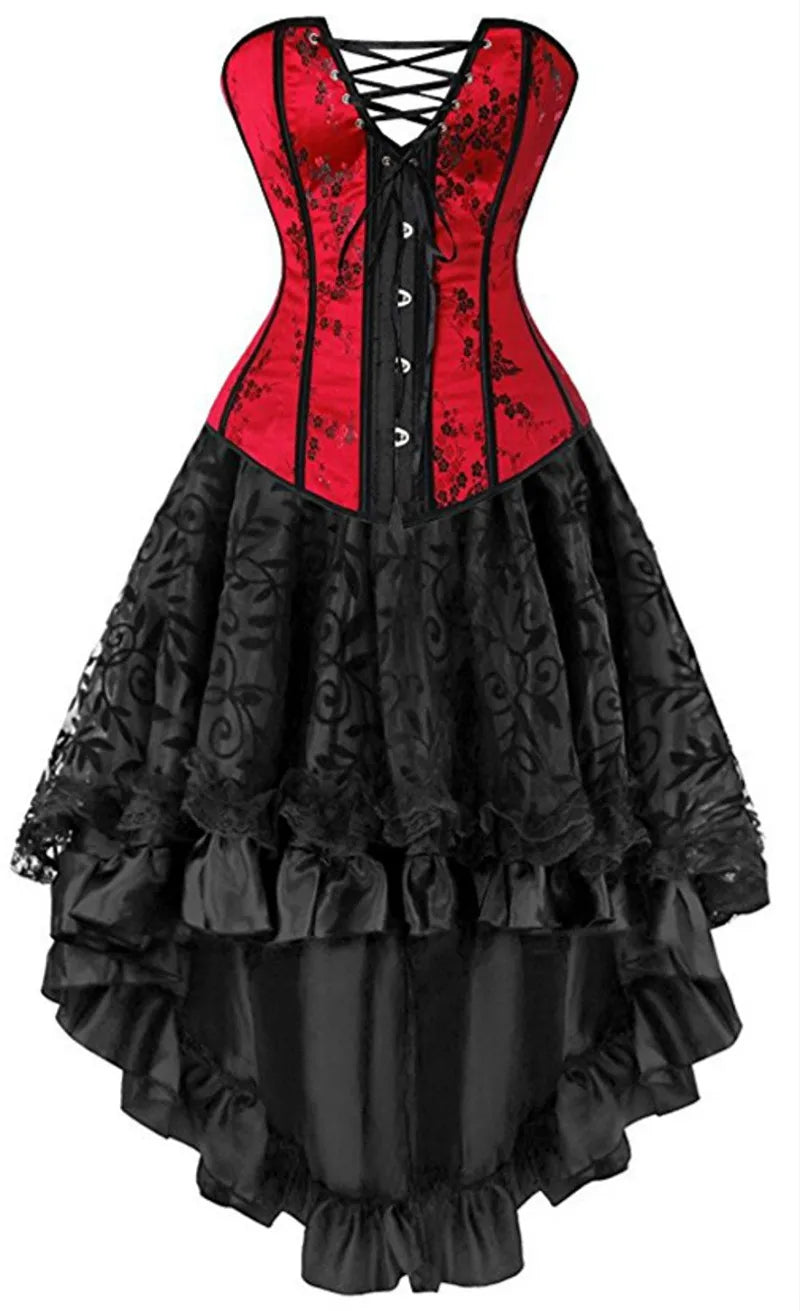 Burlesque Corset & Skirt Set | Overbust | Lace-Up