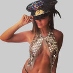Sequin Chain Halter Top - Handmade Acrylic Performance Cami