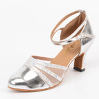 Closed-Toe Latin Dance Heels | Metallic Ballroom Shoes