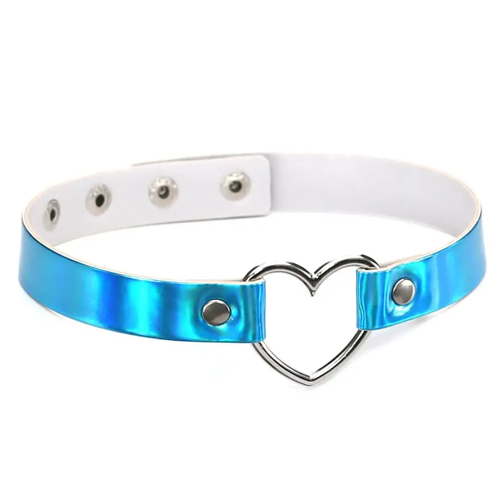 Holographic Heart Choker | Punk Collar | Rave Festival