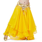 Belly Dance Chiffon Maxi Skirt | 3-Layer Ruffle | 14 Colors