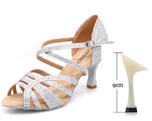 Latin Rhinestone Dance Heels | Ballroom Salsa | 6–10cm