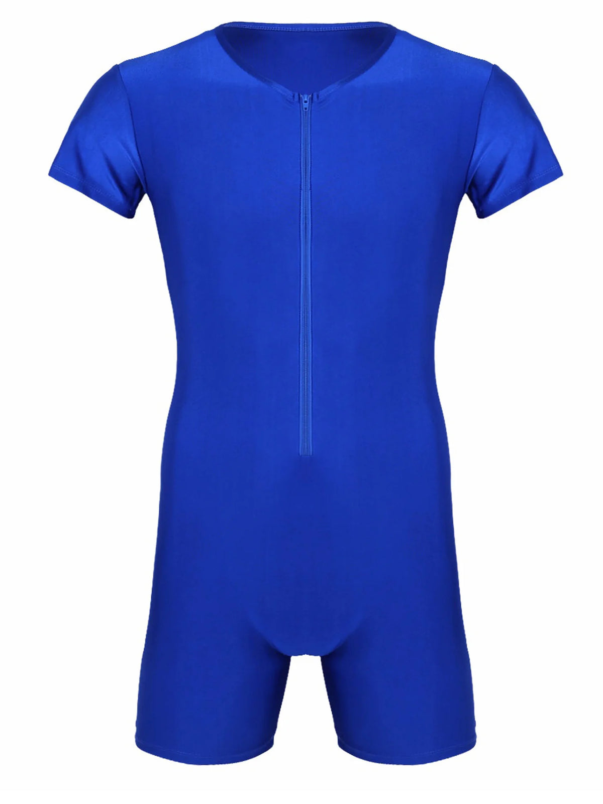 Men's Zip-Front Dance Unitard | Short Sleeve | Ballet Gymnastics Biketard