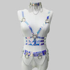 Holographic PVC Body Harness - Caged Bra Performance Harness