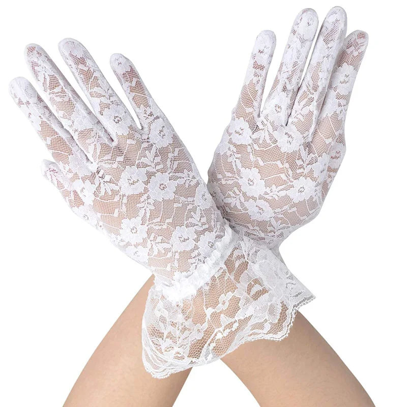 Sheer Lace Wrist Gloves | Floral | 2 Lengths | 10+ Colors