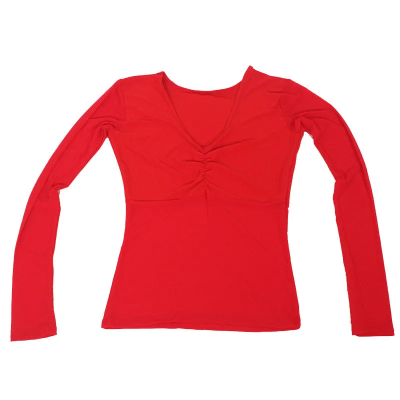 Mesh Dance Top | V-Neck | Long Sleeve