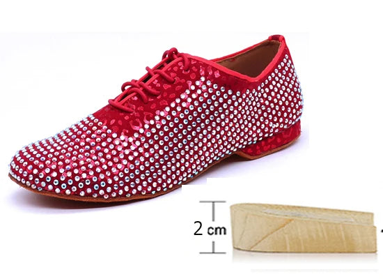 Men's Rhinestone Latin Dance Shoes | Satin | Low Heel