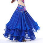 Belly Dance Chiffon Maxi Skirt | 3-Layer Ruffle | 14 Colors