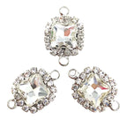 Clear White Square Sew-On Rhinestones — Glass Crystal Flatback (10pcs)