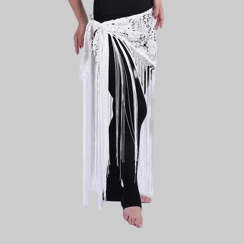 Lace Triangle Hip Scarf with Fringe - Belly Dance Belt