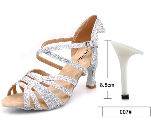 Latin Rhinestone Dance Heels | Ballroom Salsa | 6–10cm
