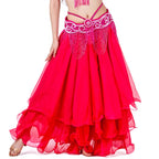 Belly Dance Chiffon Maxi Skirt | 3-Layer Ruffle | 14 Colors