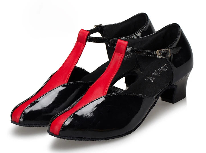 Leather Latin Dance Heels | T-Strap Ballroom | 5–7cm