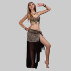 Tribal Belly Dance Costume Set - Coin Bra & Hip Scarf with Masquerade Emblem