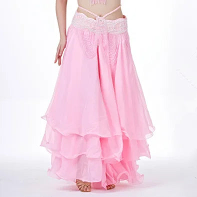 Belly Dance Chiffon Maxi Skirt | 3-Layer Ruffle | 14 Colors
