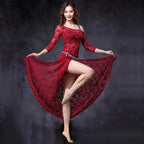 Floral Lace Belly Dance Dress | Off-Shoulder | Side Slit