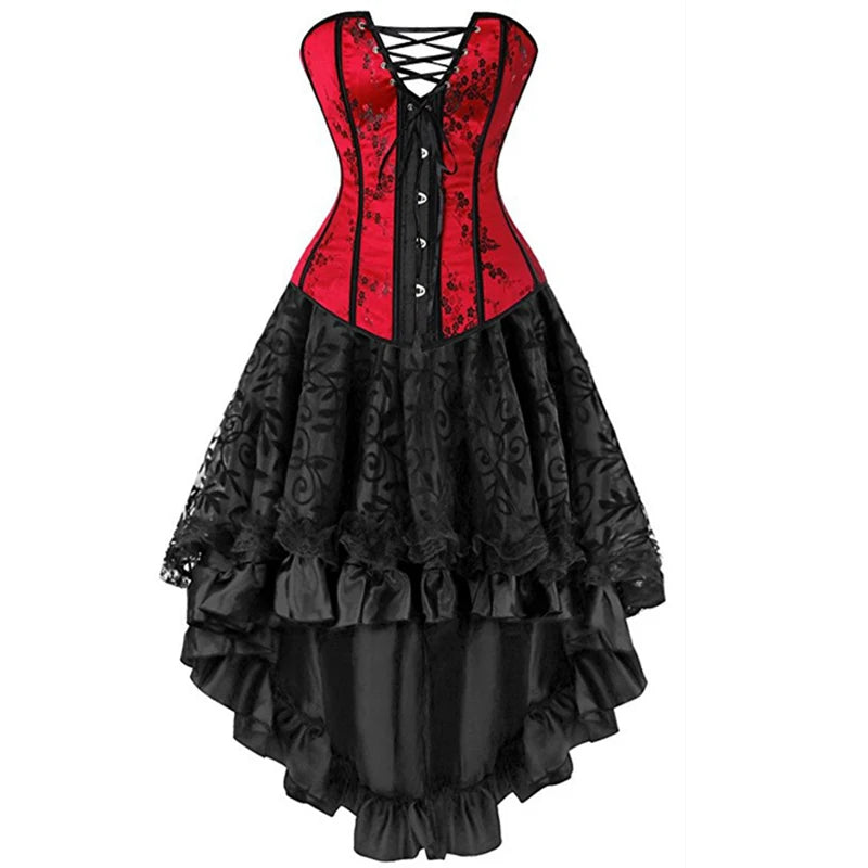 Burlesque Corset & Skirt Set | Overbust | Lace-Up
