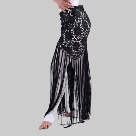 Lace Triangle Hip Scarf with Fringe - Belly Dance Belt