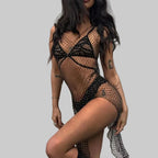 Crystal Mesh Mini Dress - Rhinestone Bodycon Nightclub Dress