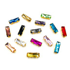Black Rectangle Sew-On Rhinestones — Gold Base Glass Crystal