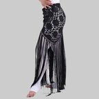 Lace Triangle Hip Scarf with Fringe - Belly Dance Belt