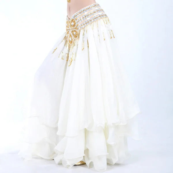 Belly Dance Chiffon Maxi Skirt | 3-Layer Ruffle | 14 Colors