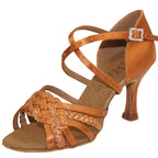Professional Customizable Latin Ballroom Dance Shoes - Silk Satin Strap Heels